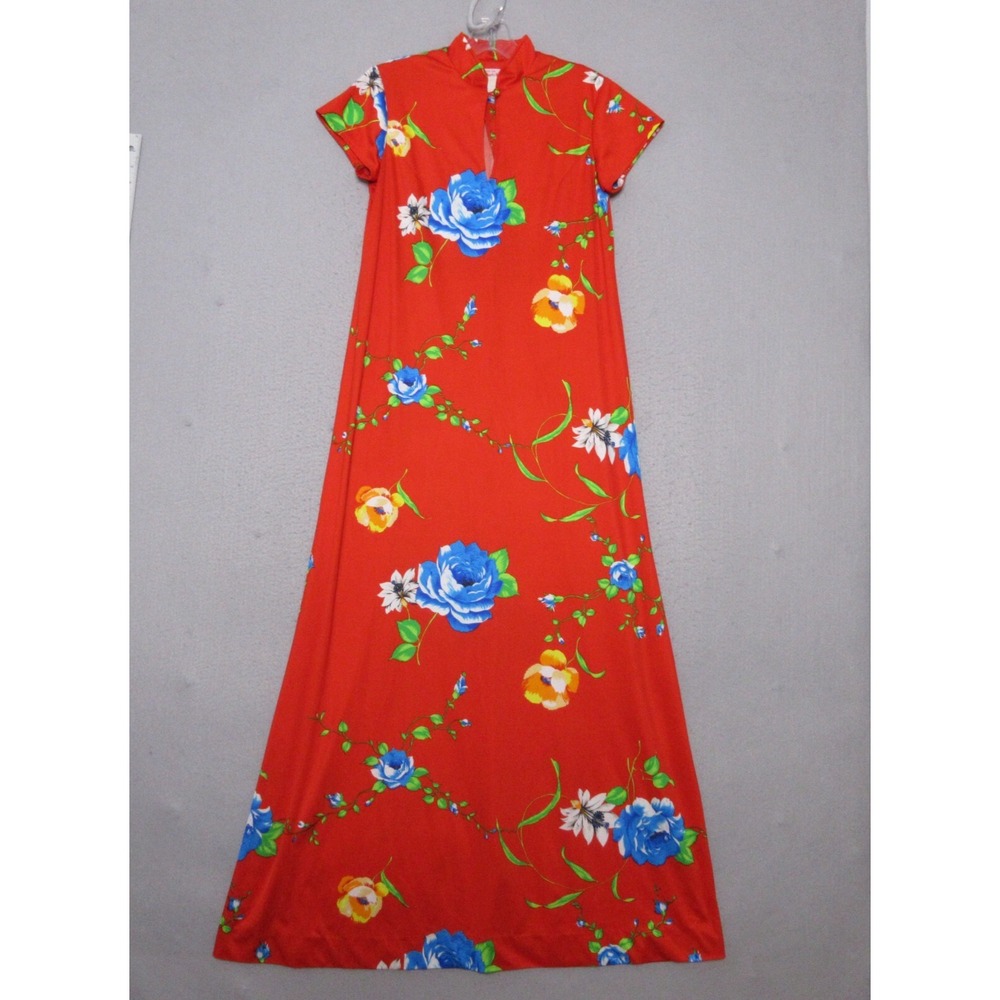 Liberty Houseโ Sun Casuals Hawaiian Dress Red Floral Maxi Vintage Aloha Luau